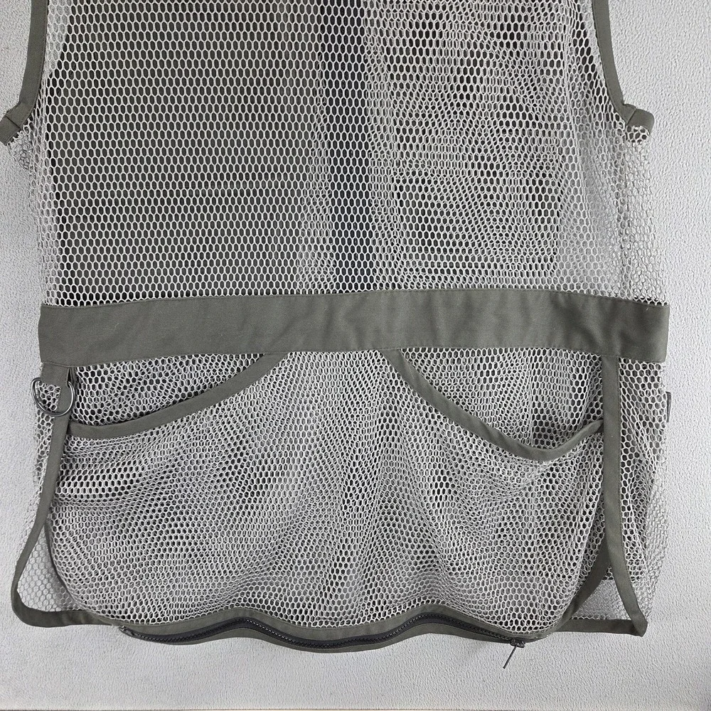 Vintage L.L. Bean Vest Mens Large Green Outdoor Hunting Real Leather Trim Mesh